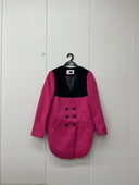 枚红色呢料拼接款 双排扣前长后短设计外套百搭气质