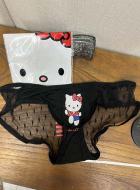 黑色蕾丝性感甜美可爱Kitty猫款三角内裤低腰少女辣妹