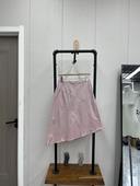 高品质斜面裙摆时尚 粉紫色高级半身裙春秋减龄款