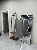 连衣裙长裙百搭休闲款 高品质复古微弹力衬衫 领长袖