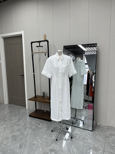 款 夏季 长裙气质通勤复古 连衣裙短袖 简约白色衬衫