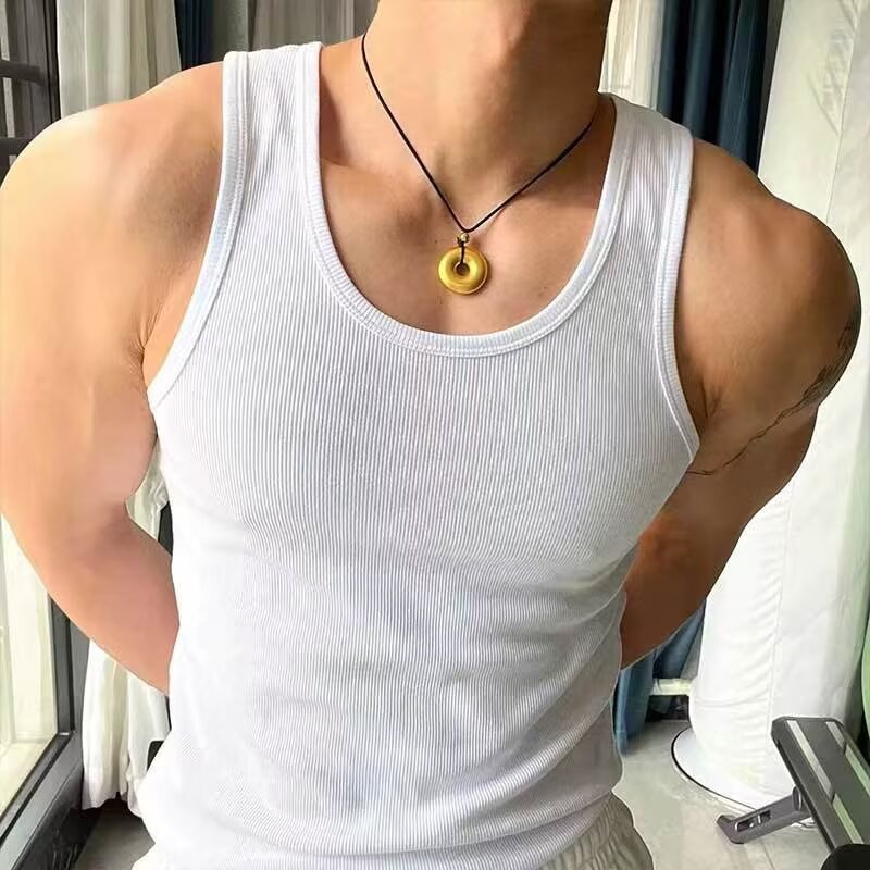 美式背心重磅粗螺纹紧身训练运动显肌肉健身打底坎肩男款无袖夏季图片