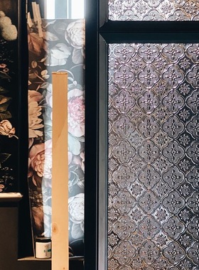 海棠花玻璃满洲窗彩色中式复古钢化压花艺术玻璃门窗客厅屏风定制