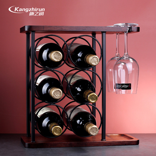 欧式实木红酒架摆件简约葡萄酒瓶架子酒柜装饰品摆件酒瓶架家用