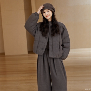 可穿大长腿裤 冬季 外套女廓形感剪裁羽绒服棉服棉衣三季