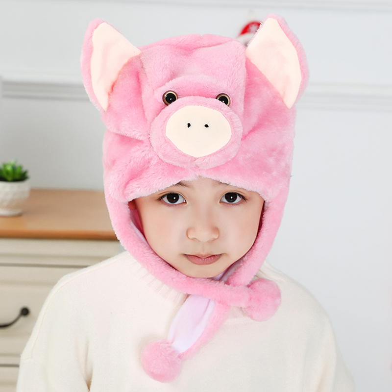 生肖儿童表演卡通粉色猪白色猪黑色小猪头饰可爱小动物帽子包邮