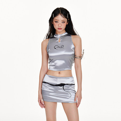 AE30 Saint 新中式绸缎背心上衣 蛇形印花短裙夏季套装2024SW