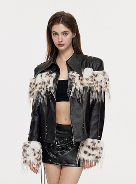 AE30 Saint 豹纹毛毛拼皮夹棉外套 重工皮衣加厚夹克 2024AW