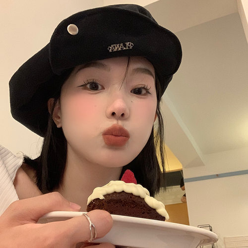 日系小众百搭云朵帽女网红ins黑色薄款蓓蕾画家帽显脸小八角帽子