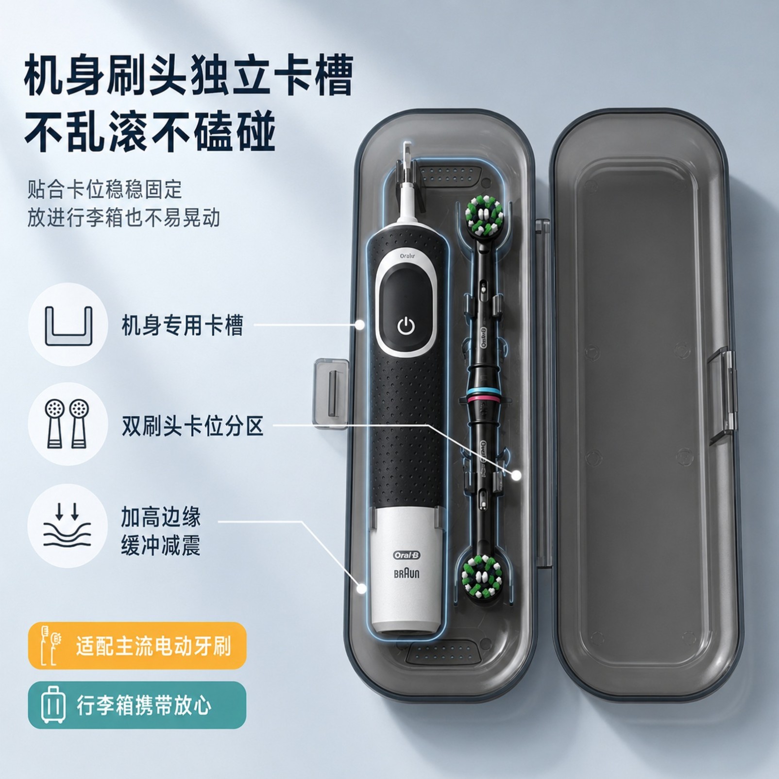 放电动牙刷怎么收纳旅行便携式收纳盒收纳桶收纳包防尘带盖牙具盒图片