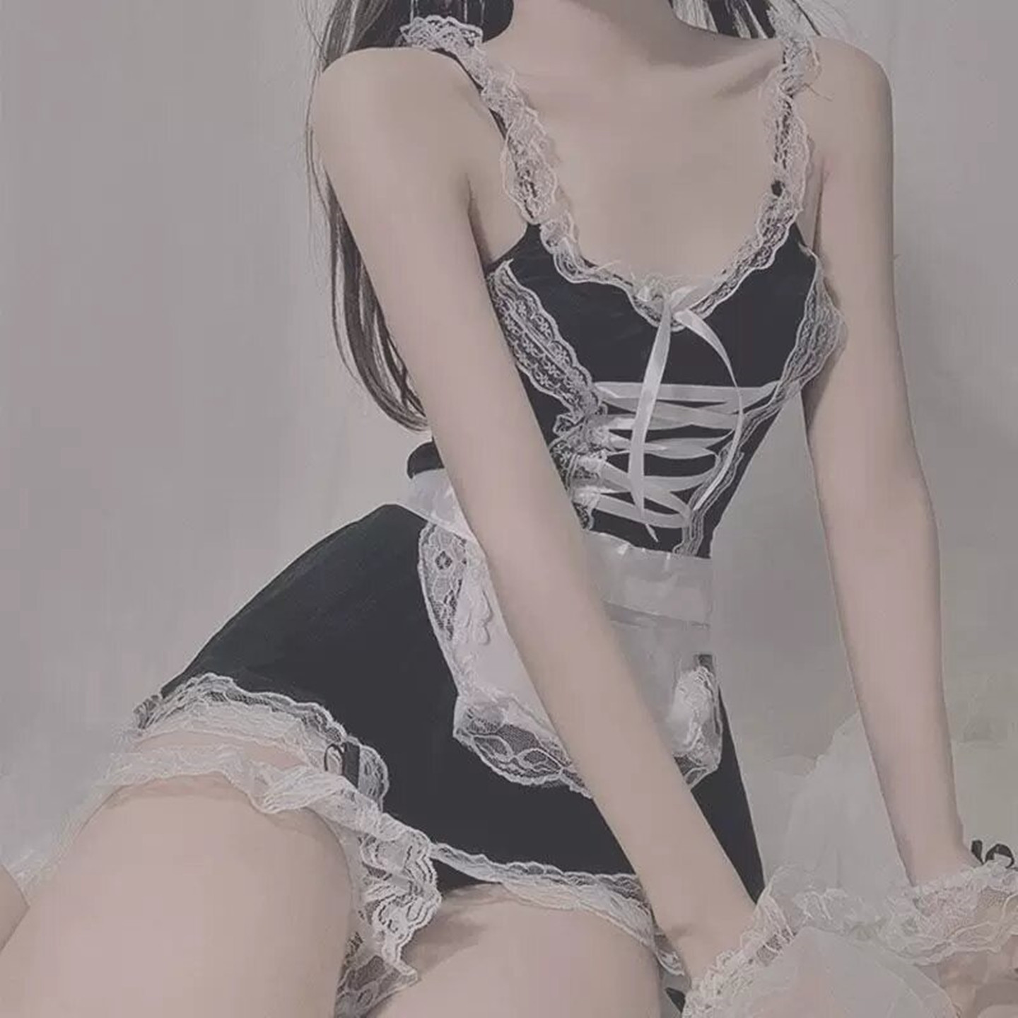 女仆装~真的好漂亮!暗黑风女生梦幻摆纱半裙op/jsk围裙穿连衣裙