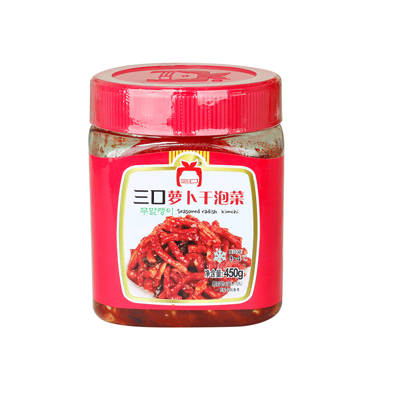 三口一品 麻酸辣脆萝卜干泡菜萝卜条咸菜韩国下饭菜农家自制450g