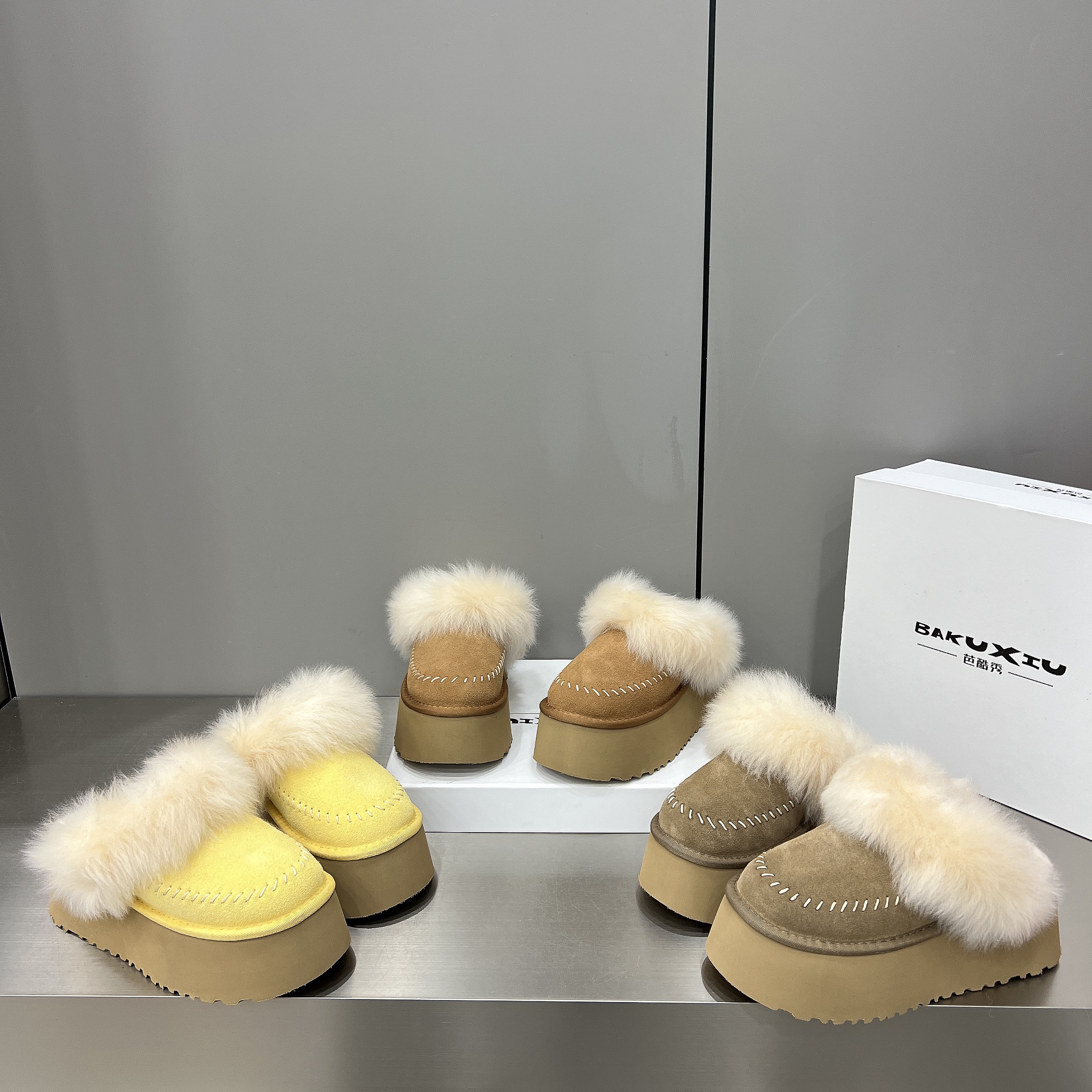 6cm厚底皮毛一体雪地靴女2026新款圆头毛口保暖棉鞋包头半拖鞋女