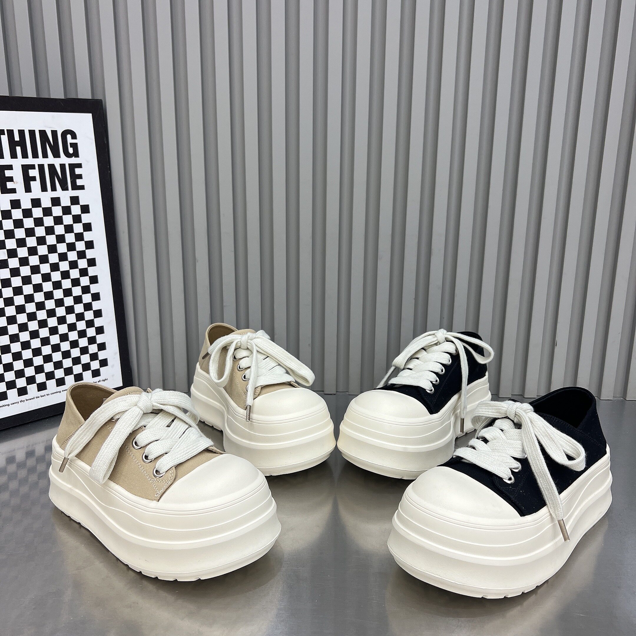 6cm厚底松糕休闲鞋女2026新款透气布面系带小白鞋两穿单鞋板鞋女