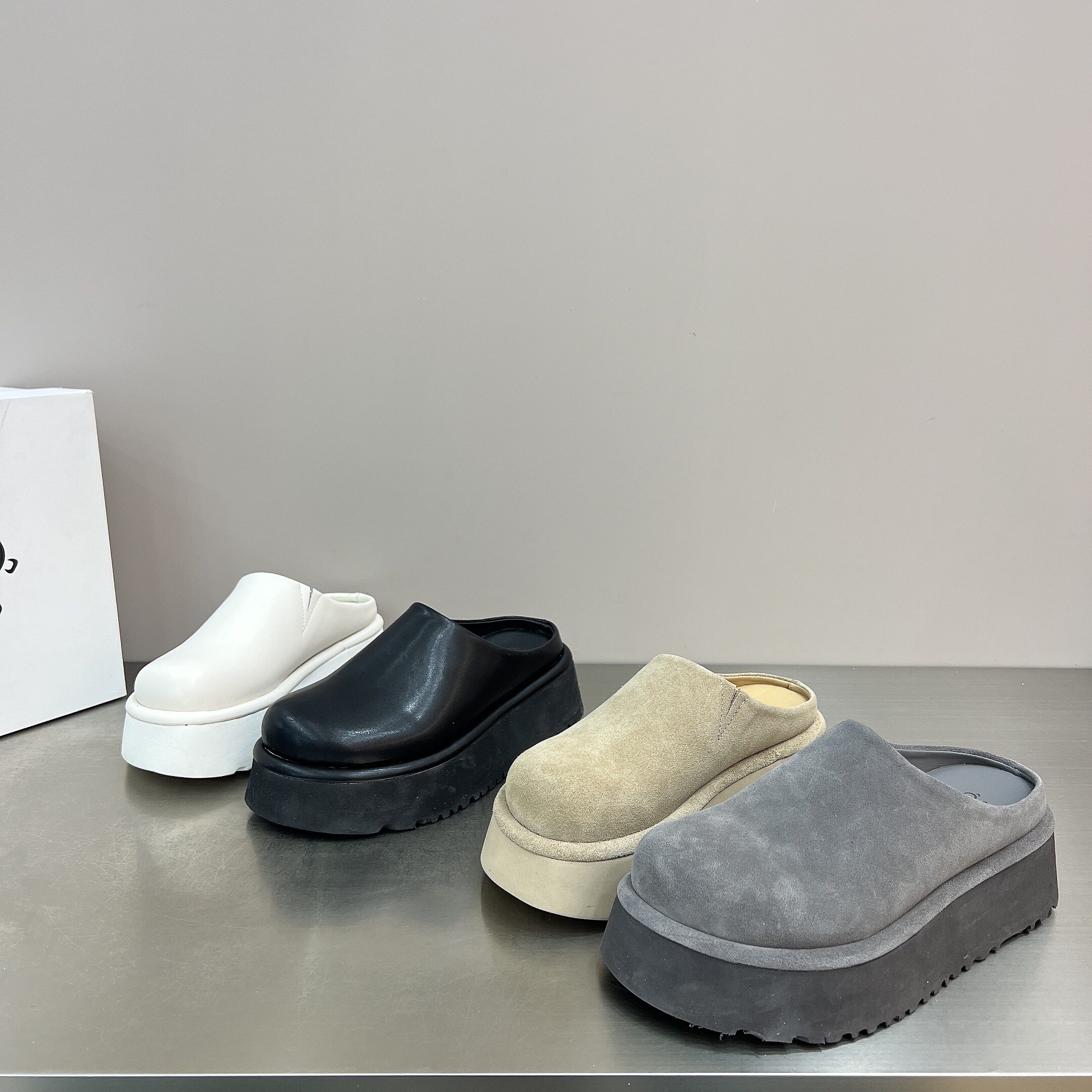 真皮厚底松糕勃肯半拖鞋女一脚蹬懒人穆勒鞋2026新款包头半拖鞋女