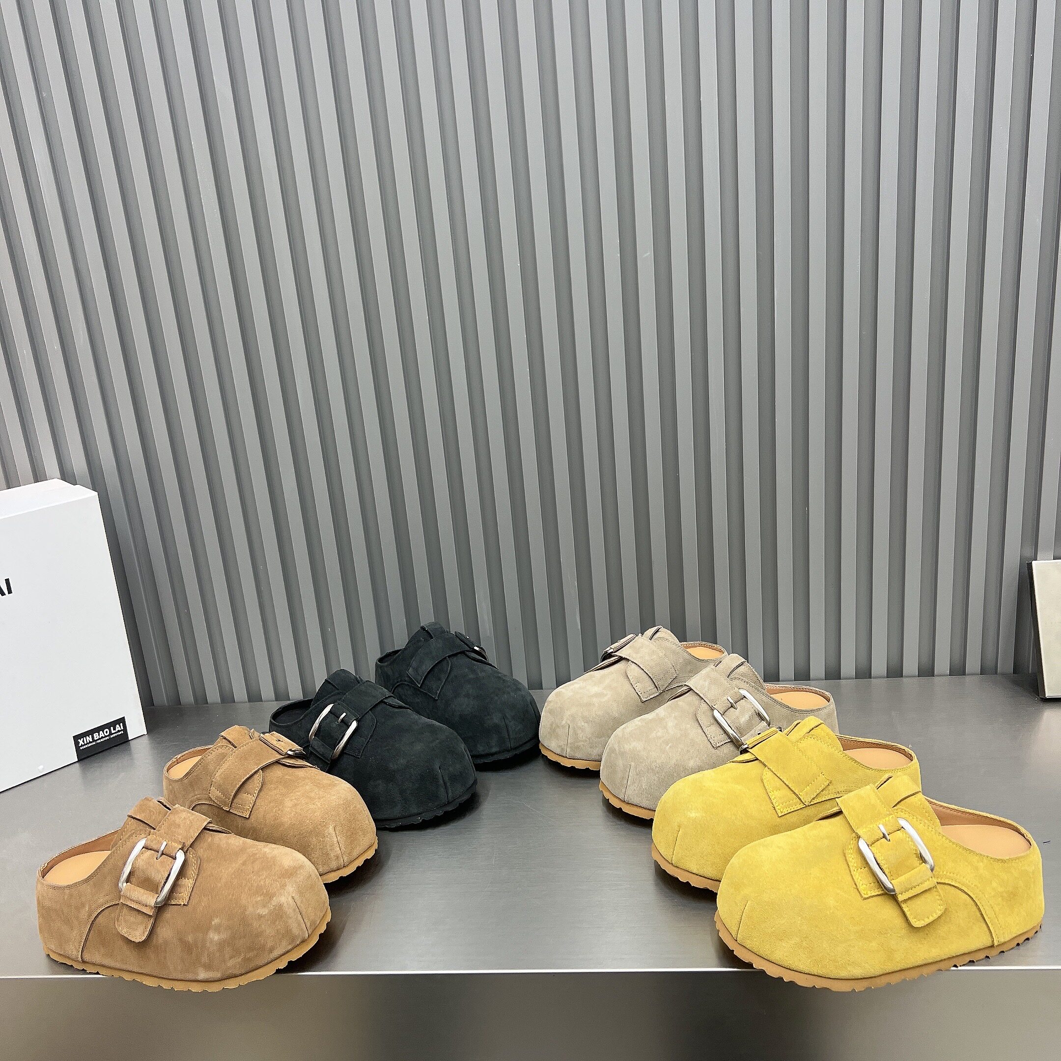 欧货2026新款磨砂皮勃肯鞋女5cm厚底内增高懒人外穿包头半拖鞋女