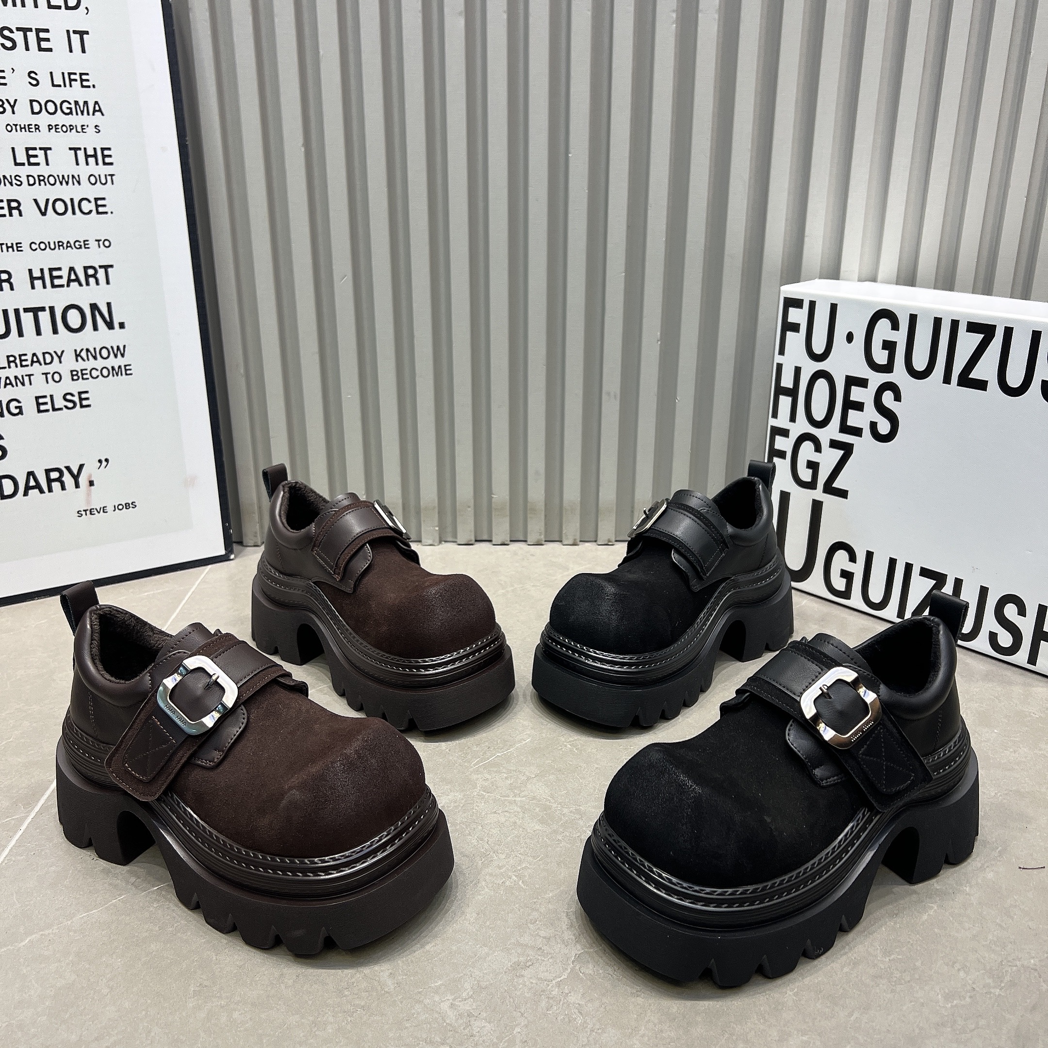 欧货厚底7cm增高小皮鞋女2025新款真皮拼接松糕乐福鞋加绒低帮鞋