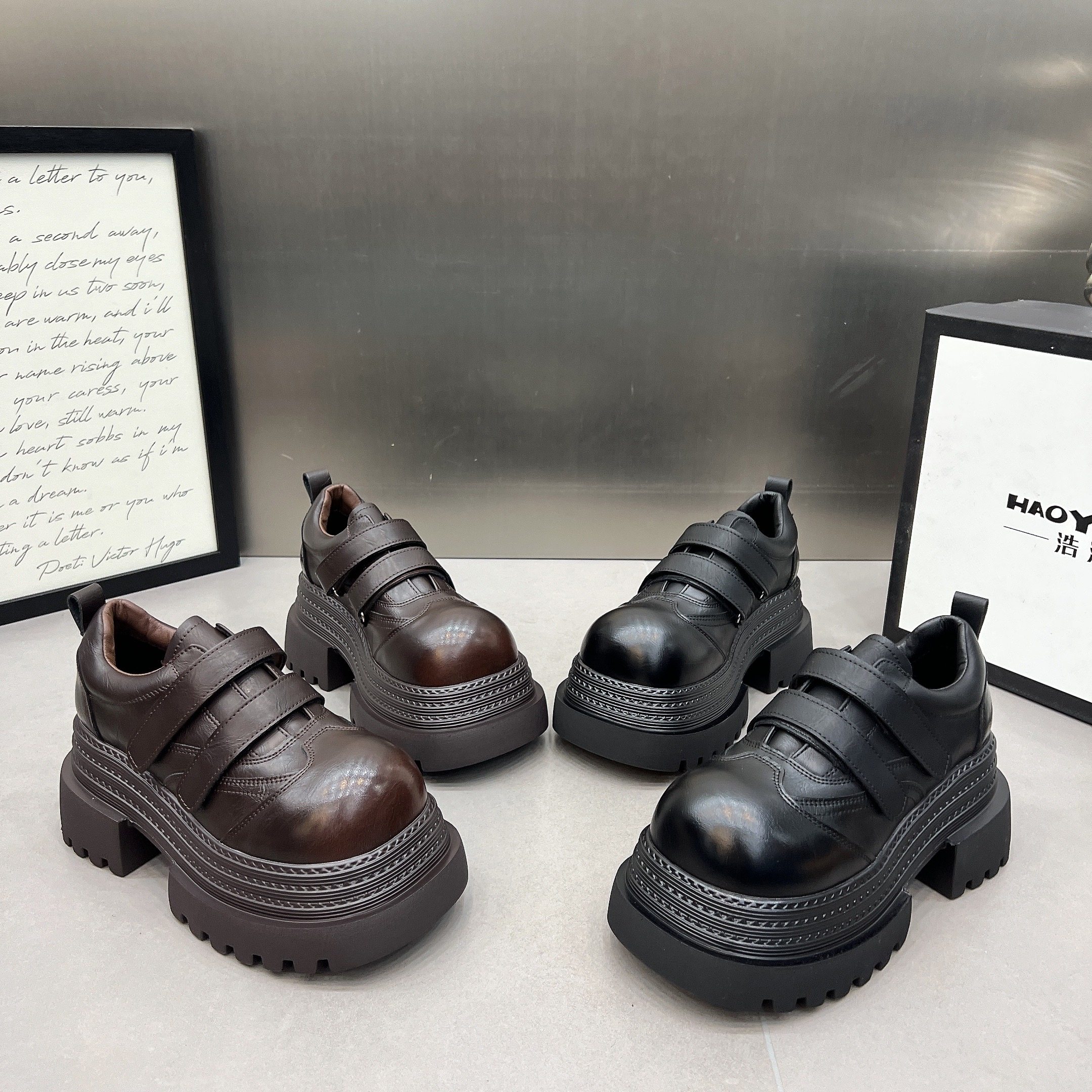 欧货大头乐福鞋女2025新款真皮厚底松糕低帮单鞋魔术贴时尚小皮鞋,女鞋,松糕（摇摇）鞋,淘宝优惠券,粉丝福利购,淘宝优惠卷