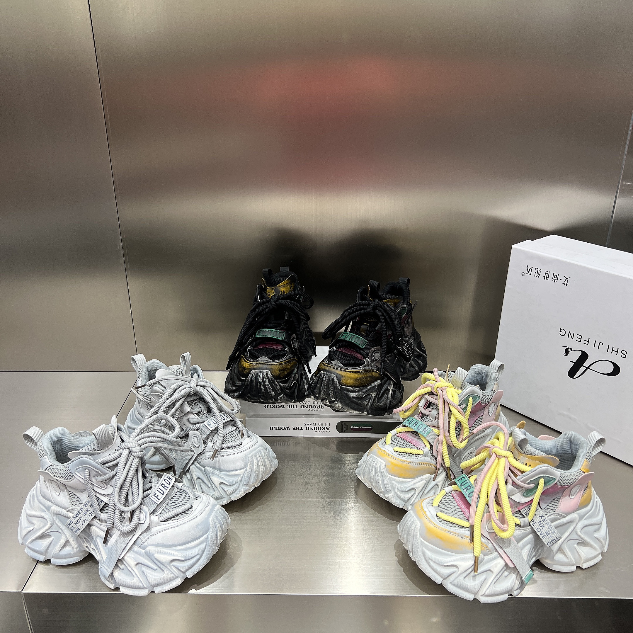 拼色做旧擦色高帮鞋女2026新款7cm厚底松糕系带休闲鞋时尚老爹鞋