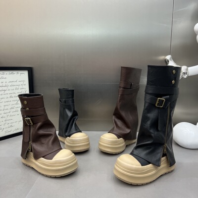 裤管靴女2025新款厚底松糕皮带扣不过膝长靴高筒马丁靴套筒短靴女