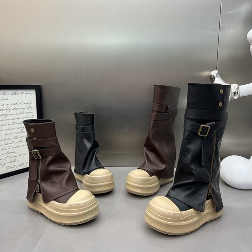 裤管靴女2025新款厚底松糕皮带扣不过膝长靴高筒马丁靴套筒短靴女