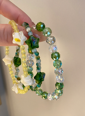 夏日多巴胺水晶串珠手链女