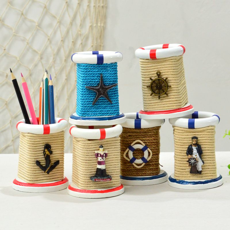 地中海风格装饰摆件创意圈笔筒学生桌面收纳摆设工艺礼品生日礼物
