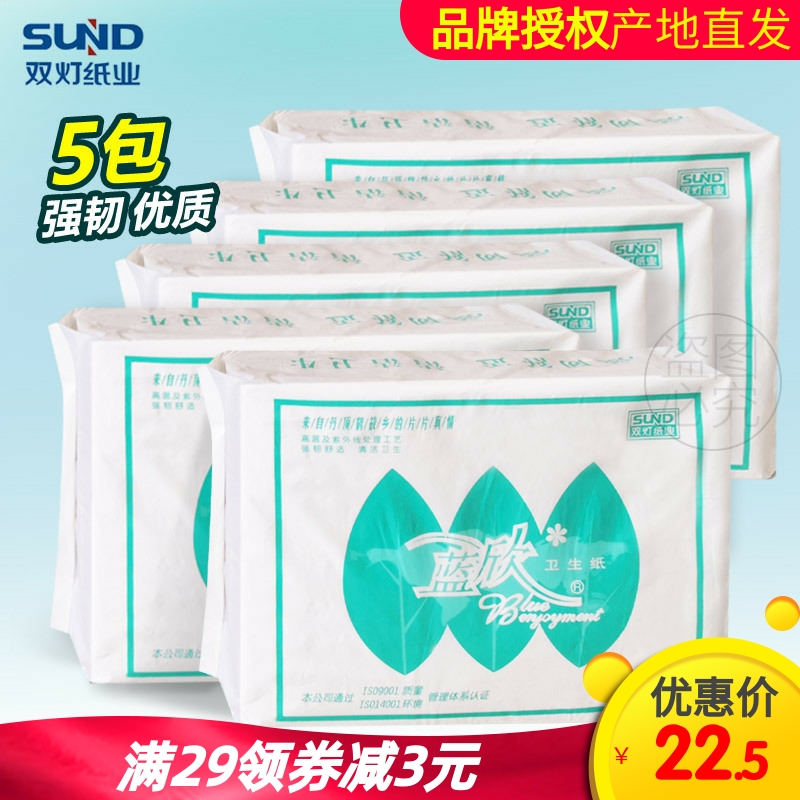 双灯蓝欣平板卫生纸5包厕纸实惠
