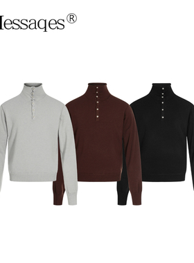 2Messages 美式复古羊毛高领毛衣男 正肩长袖秋冬保暖针织打底衫