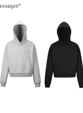 2Messages挺阔帽型卫衣男连帽秋冬季复古纯色帽衫加大码宽松上衣
