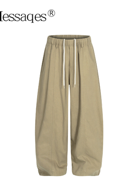 2Messages 美式复古解构抽绳弯刀工装裤 男女宽松阔腿休闲长裤
