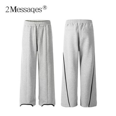 2Messages「旋条」立体弧形线条拼接廓形cleanfit卫裤休闲裤