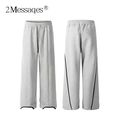 2Messages「旋条」立体弧形线条拼接廓形cleanfit卫裤休闲裤