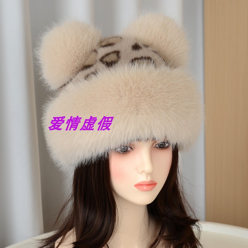 小熊耳朵毛绒帽秋冬保暖