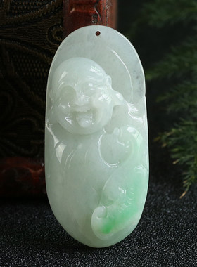 缅甸笑佛天然糯种带证书玉坠