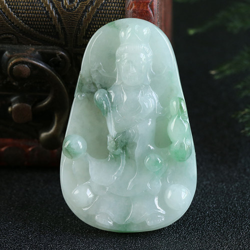 冰糯种挂件男士玉坠证书翡翠观音