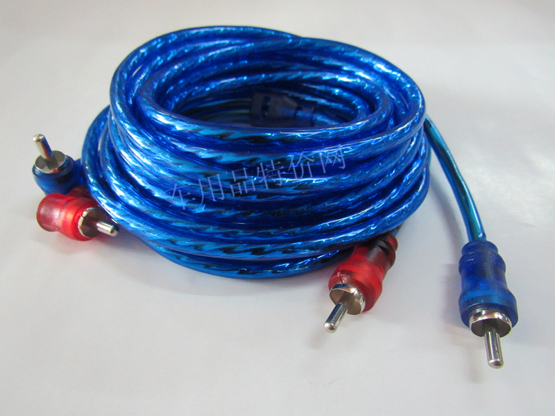 蓝色4.5M音频线 音响改装音频线 汽车功放低音炮 音响改装线材