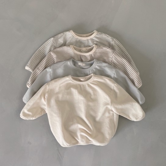 现货韩国进口婴幼童装简约宽松休闲卫衣春秋日系慵懒廓形百搭上衣