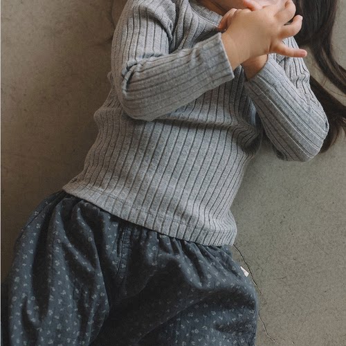 韩国进口婴幼小童装春秋款超柔软舒适百搭坑条打底T恤衫MELMEL