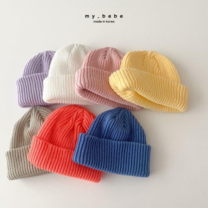 现货韩国进口儿童柔软粗线针织帽子春秋糖果色防风套头帽不勒头