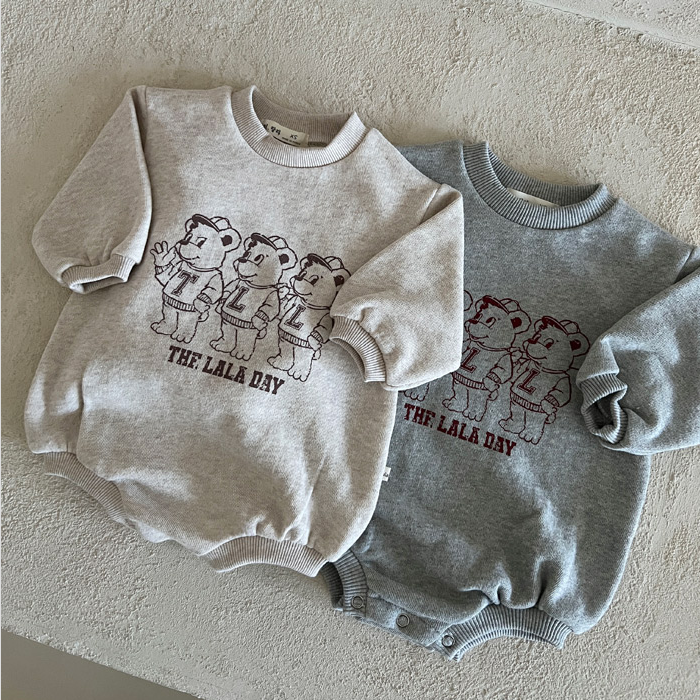 现货韩国进口婴儿可爱卡通三只小熊爬服卫衣春秋包屁连体衣外出服