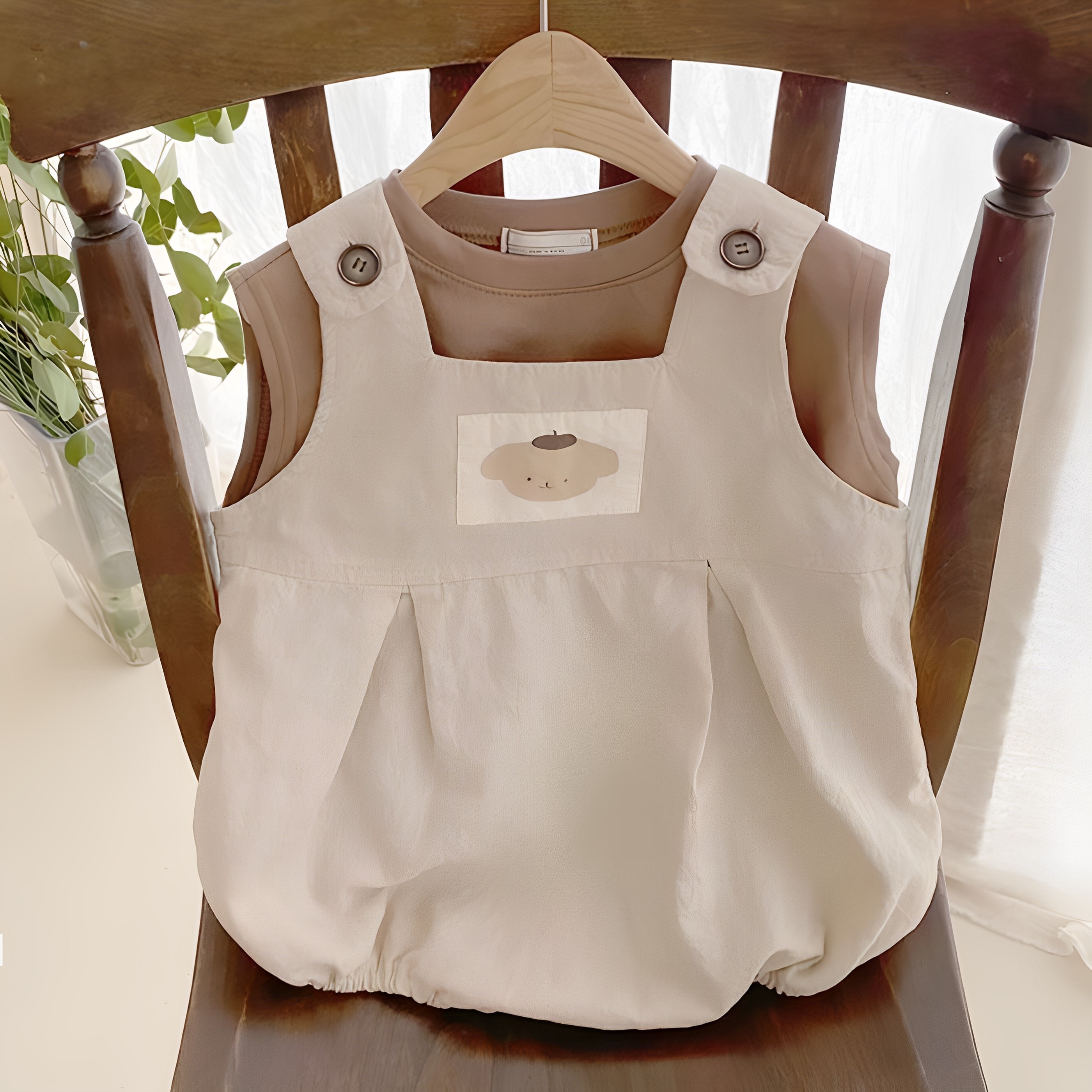 现货韩国进口婴儿可爱洋气格子背带爬服套装夏季韩版包屁田鸡裤