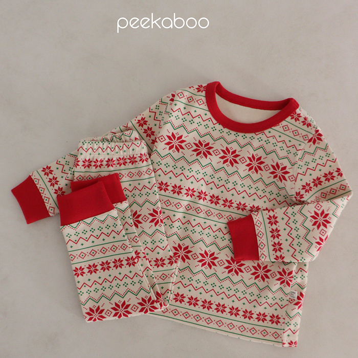 韩国圣诞款纯棉加厚家居服套装