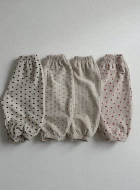 现货韩国进口婴幼童装秋冬加厚波点条绒休闲裤束脚灯笼裤MiniRobe