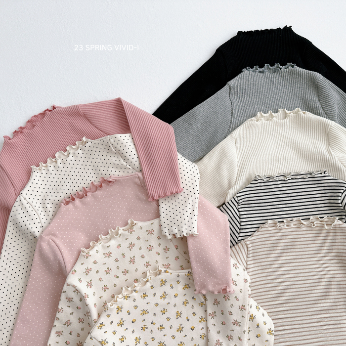 韩国小高领木耳边百搭修身T恤