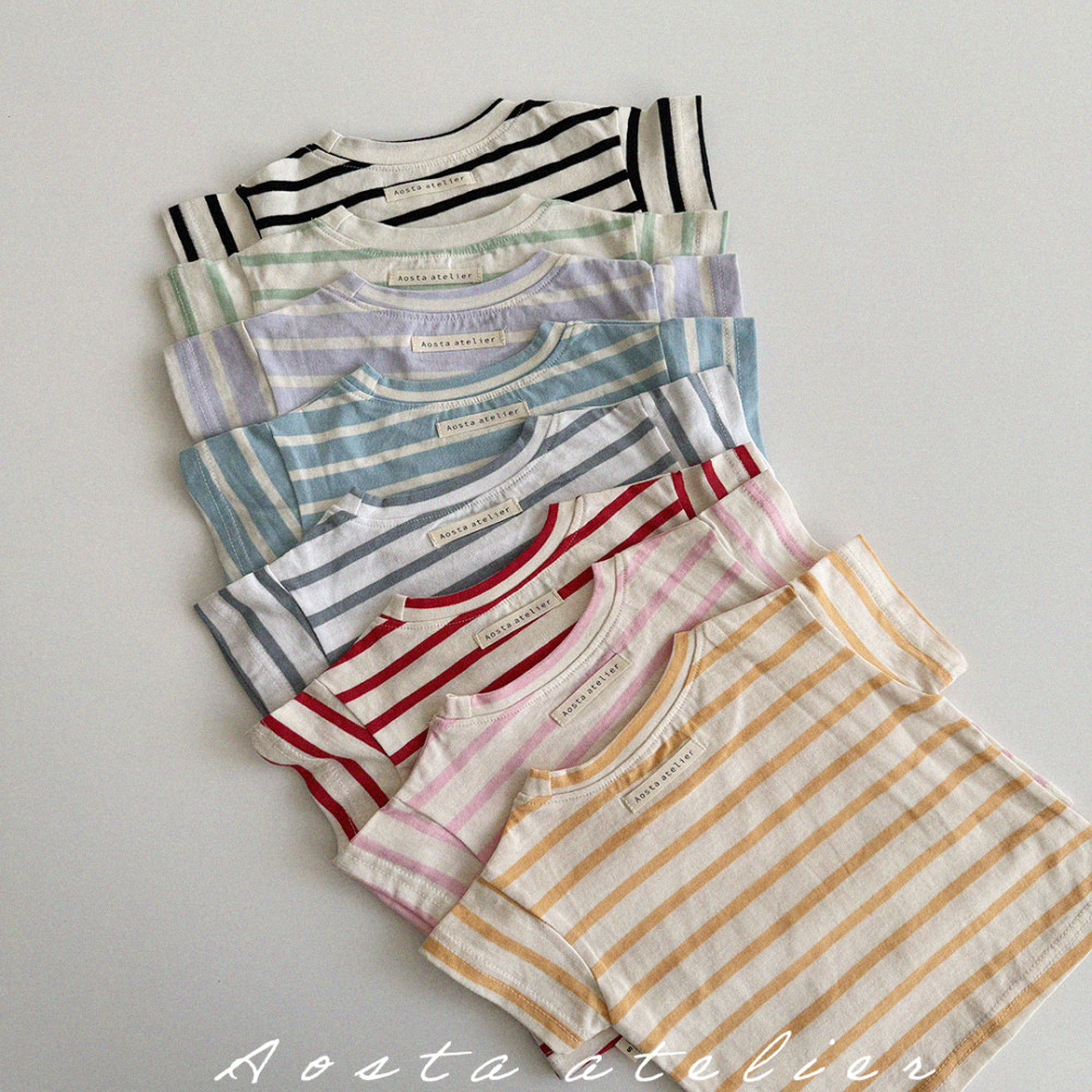 现货韩国进口婴幼童装薄款纯棉多巴胺条纹圆领短袖T恤打底衫AOSTA,童装/婴儿装/亲子装,T恤,淘宝优惠券,粉丝福利购,淘宝优惠卷