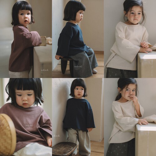 现货韩国进口婴幼童装春秋款简约松弛感宽松长袖T恤上衣MELMEL