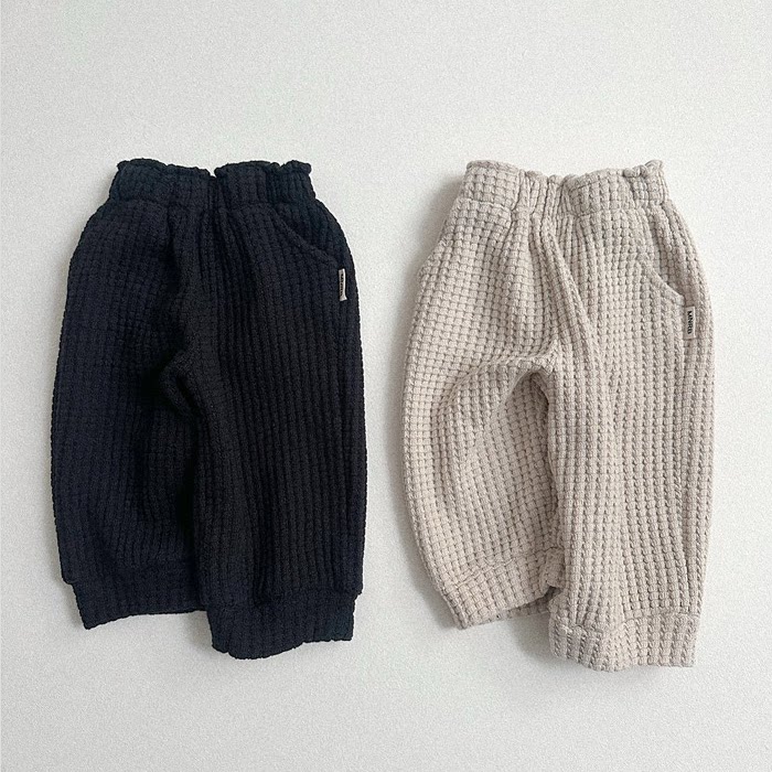 韩国进口婴幼童装春秋季华夫格针织休闲裤舒适外穿长裤MiniRobe