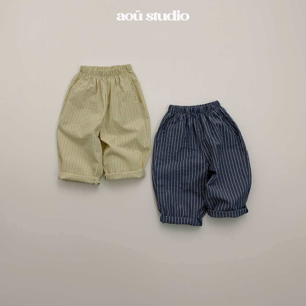 韩国进口婴幼童装复古竖条纹薄款纯棉空调休闲裤夏季防蚊哈伦长裤