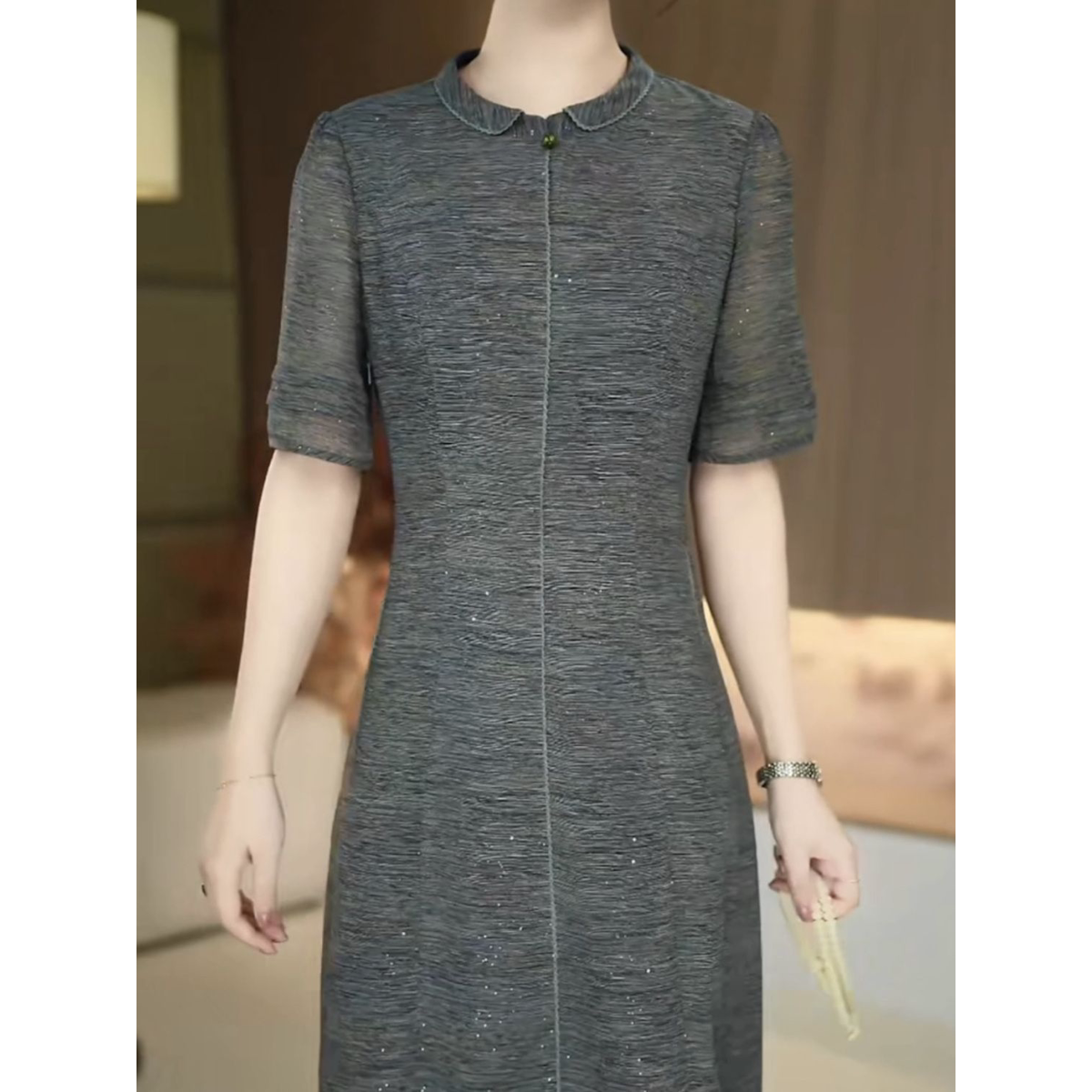 2026夏季新款简约洋气遮肉显瘦裙子高级芙蓉丝时尚气质礼服裙女